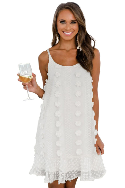 White Jacquard Ruffle Dress