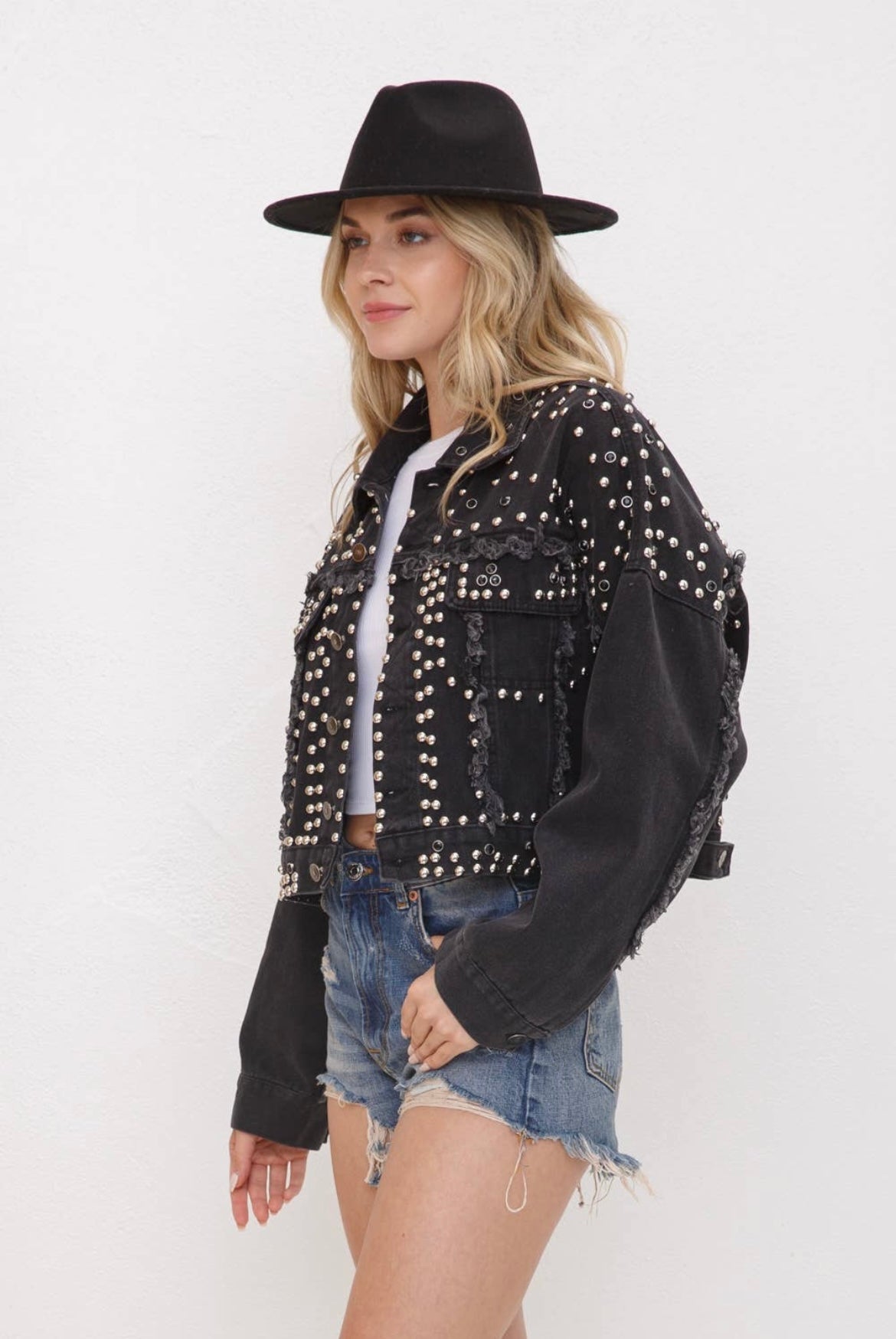 Studded Black Denim Jacket