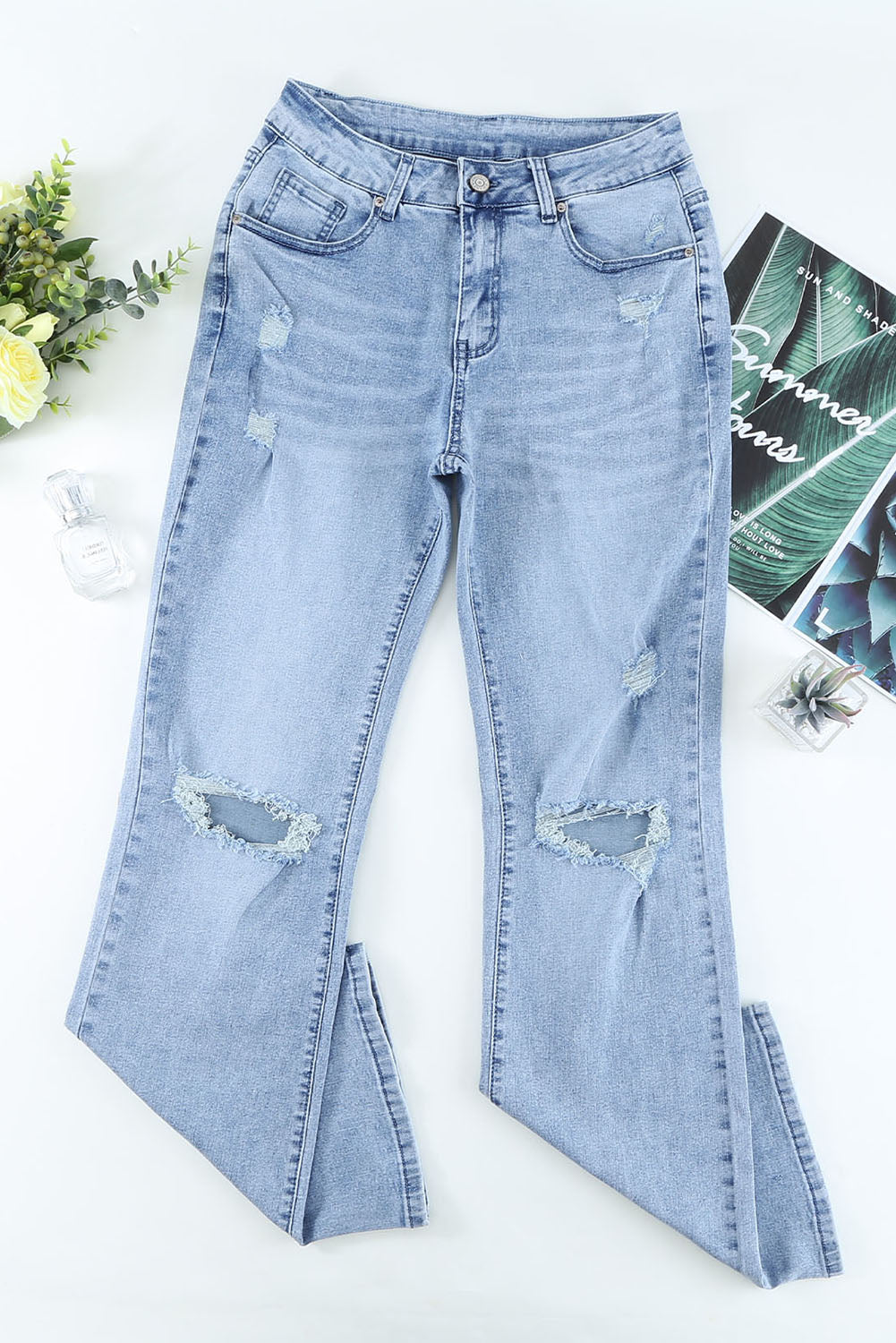 Reese Jeans - Light Washed Wide Legs High Waist Jeans